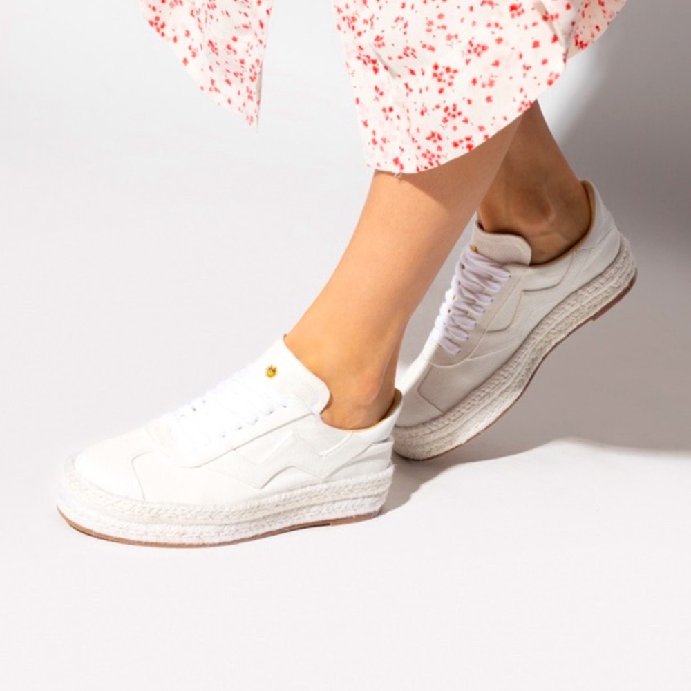 Stuart Weitzman, Daryl Espadrille Sneakers, White, Sz 10, EUC